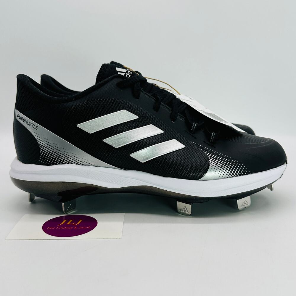 Adidas Women's PureHustle 2 Metal Softball Cleats Black/Silver H00984 Size 7.5